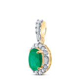 1/4CTW-DIA CN 3/4CTW-EMERALD OVAL PENDANT
